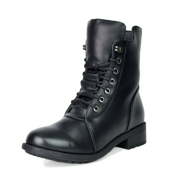 Dream Pairs Lace Up Black Combat Boots - Picture 2 of 9